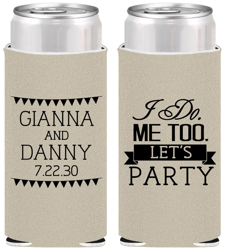 Personalized Wedding Slim Can Coolers - I Do Me Too | 363