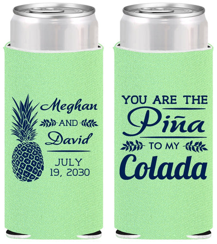 Personalized Wedding Slim Can Coolers - Pina Colada | 364