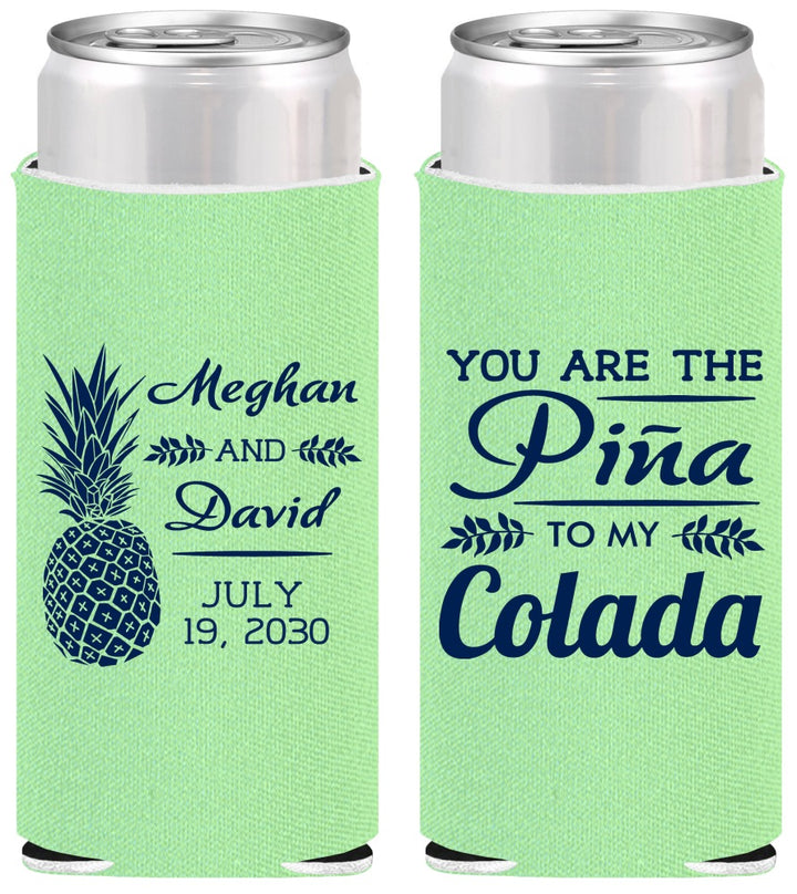 Personalized Wedding Slim Can Coolers - Pina Colada | 364