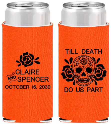 Personalized Wedding Slim Can Coolers - Till Death Do Us Part | 380