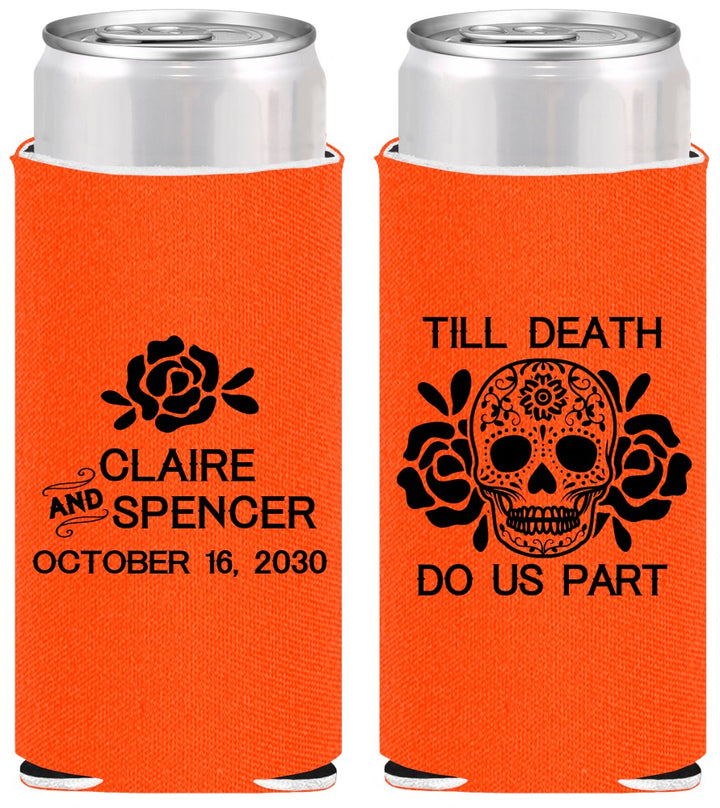 Personalized Wedding Slim Can Coolers - Till Death Do Us Part | 380