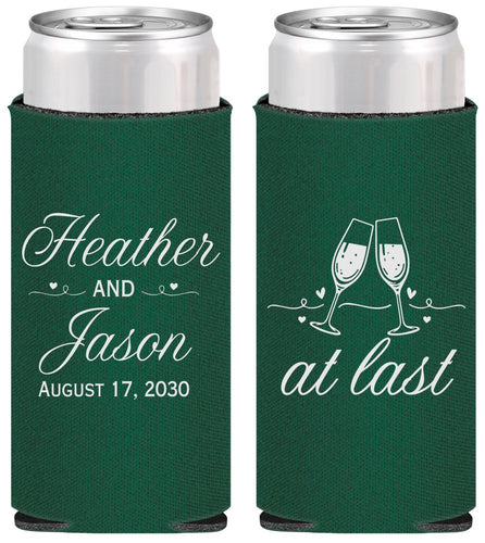 Personalized Wedding Slim Can Coolers - At Last | 382