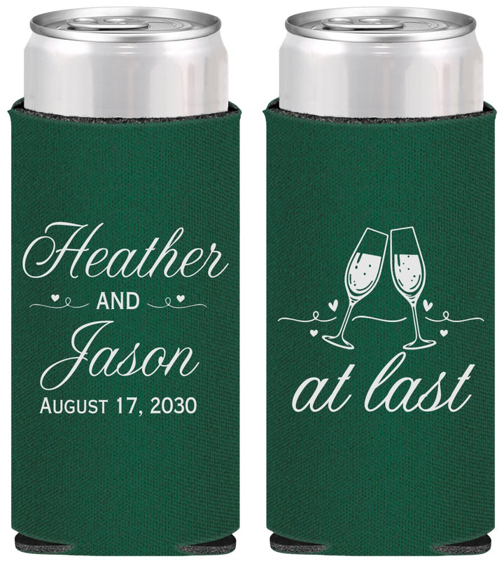 Personalized Wedding Slim Can Coolers - At Last | 382