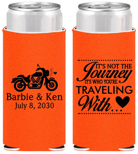 Personalized Wedding Slim Can Coolers - Journey Traveling With | 388