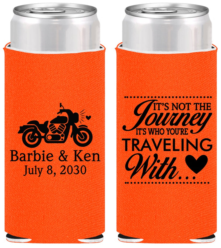 Personalized Wedding Slim Can Coolers - Journey Traveling With | 388