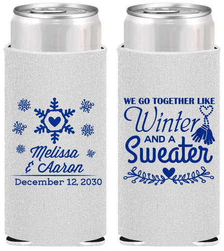 Personalized Wedding Slim Can Coolers - Christmas Winter | 399