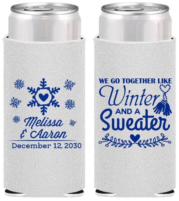 Personalized Wedding Slim Can Coolers - Christmas Winter | 399