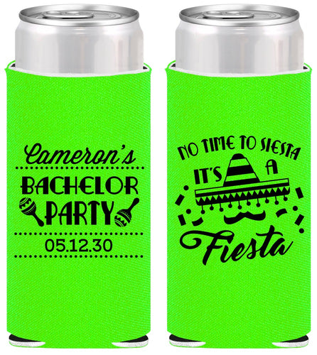 Personalized Bachelor Party Slim Can Coolers - Siesta Fiesta Mexican | 40000