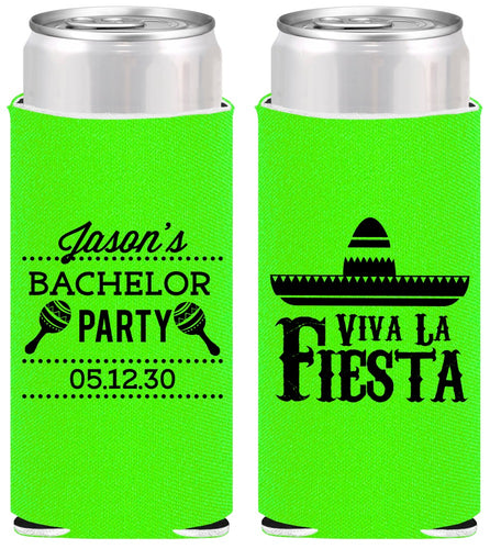 Personalized Bachelor Party Slim Can Coolers - Viva La Fiesta Mexican | 40001