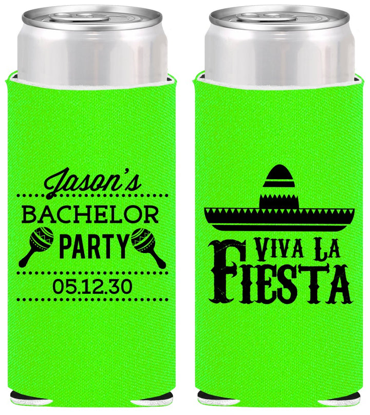 Personalized Bachelor Party Slim Can Coolers - Viva La Fiesta Mexican | 40001