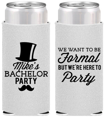 Personalized Bachelor Party Slim Can Coolers - Formal | 40007