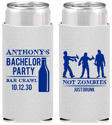 Personalized Bachelor Party Slim Can Coolers - Bar Crawl | 40010