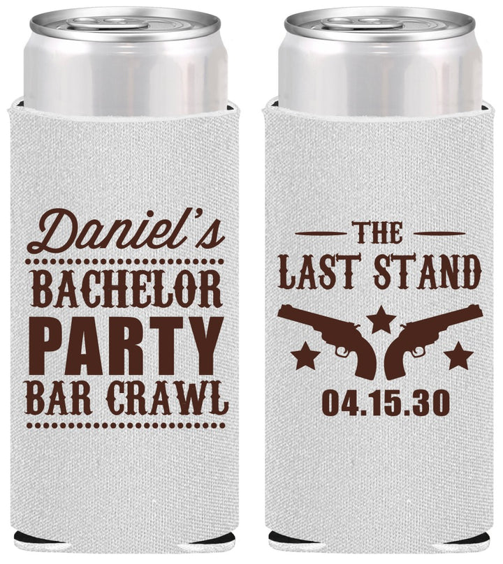 Personalized Bachelor Party Slim Can Coolers - The Last Stand | 40016