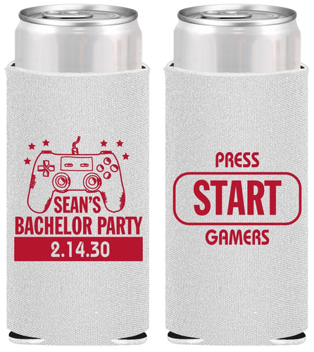 Personalized Bachelor Party Slim Can Coolers - Video Games | 40018