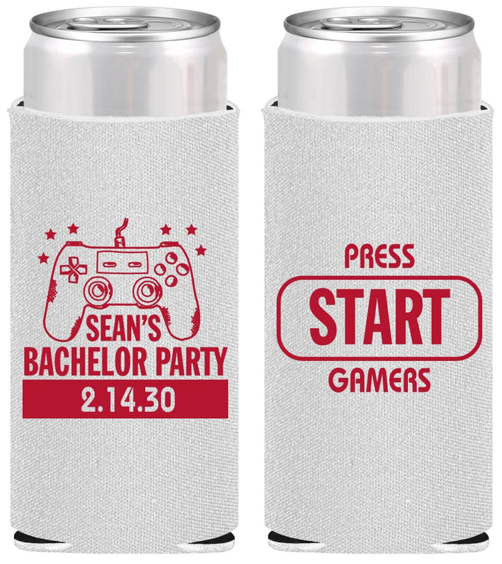 Personalized Bachelor Party Slim Can Coolers - Video Games | 40018