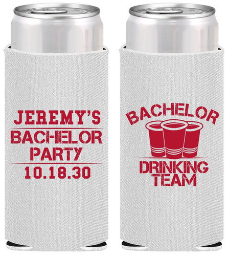 Personalized Bachelor Party Slim Can Coolers - Drinking Team | 40020