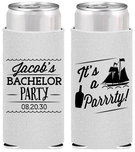 Personalized Bachelor Party Slim Can Coolers - Boat | 40023