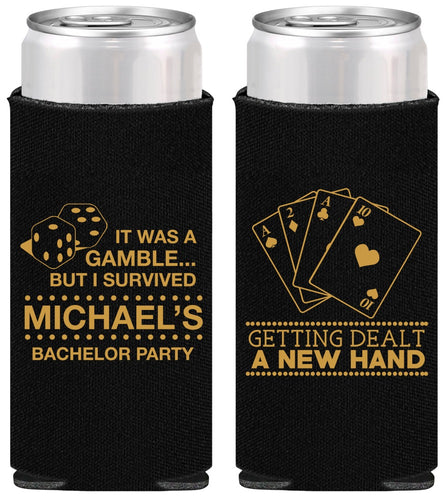 Personalized Bachelor Party Slim Can Coolers - Las Vegas | 40025