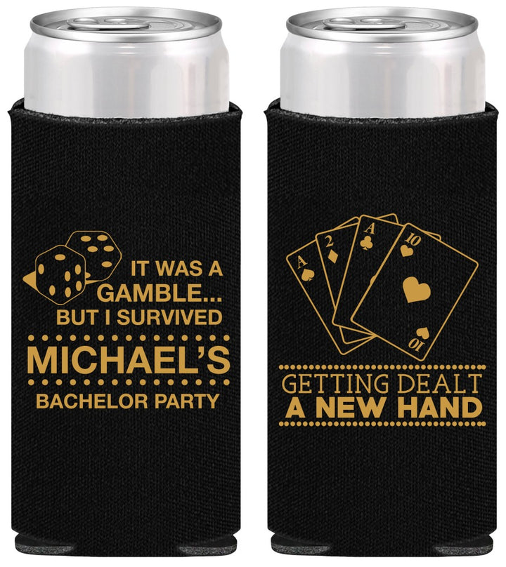 Personalized Bachelor Party Slim Can Coolers - Las Vegas | 40025
