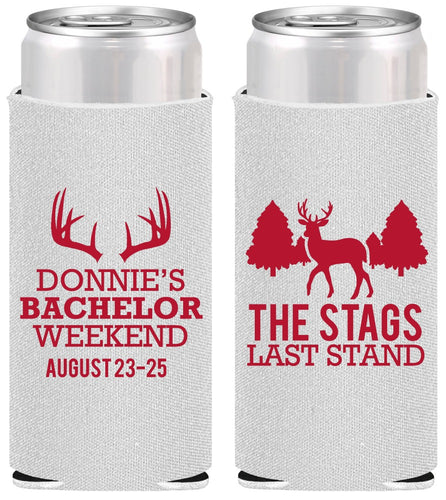 Personalized Bachelor Party Slim Can Coolers - Stags Last Stand | 40033