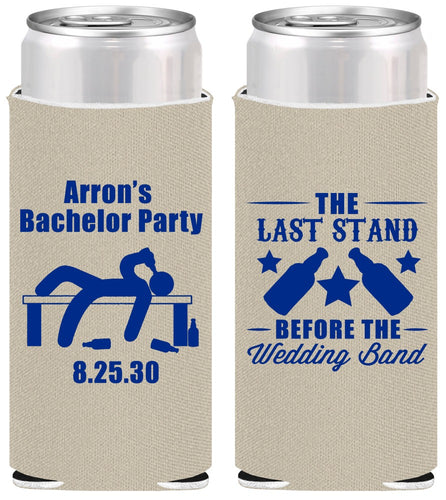 Personalized Bachelor Party Slim Can Coolers - The Last Stand | 40035