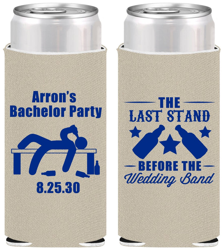 Personalized Bachelor Party Slim Can Coolers - The Last Stand | 40035