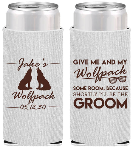 Personalized Bachelor Party Slim Can Coolers - Wolfpack | 40036