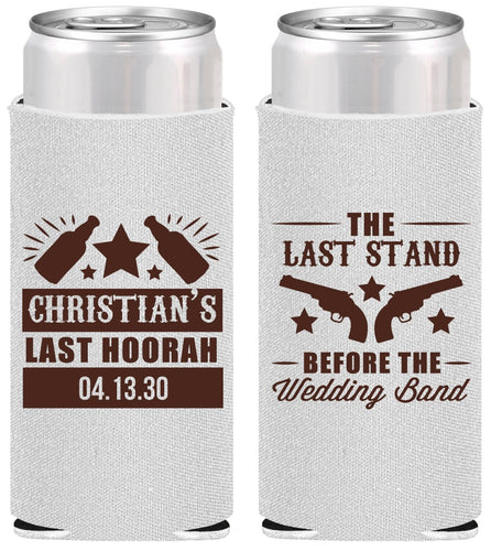 Personalized Bachelor Party Slim Can Coolers - Last Stand | 40046