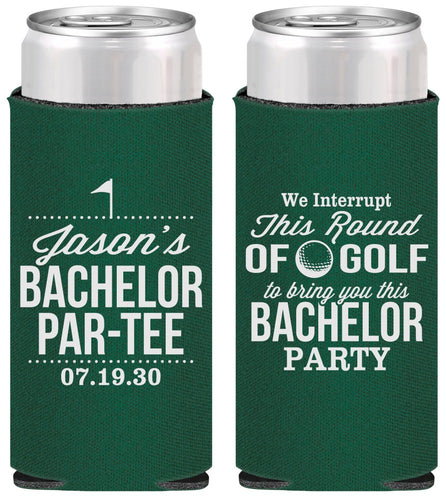 Personalized Bachelor Party Slim Can Coolers - Golf | 40052