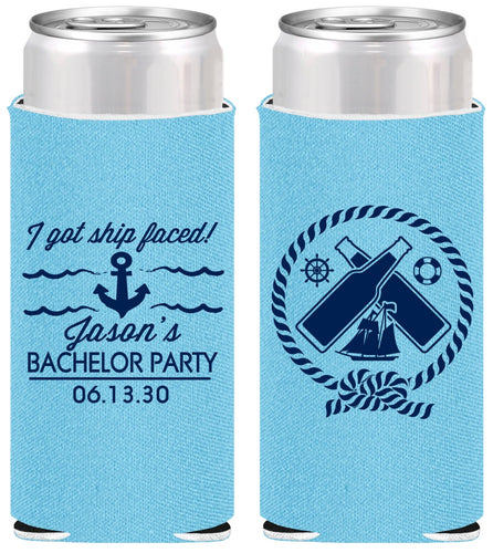 Personalized Bachelor Party Slim Can Coolers - Anchor | 40054