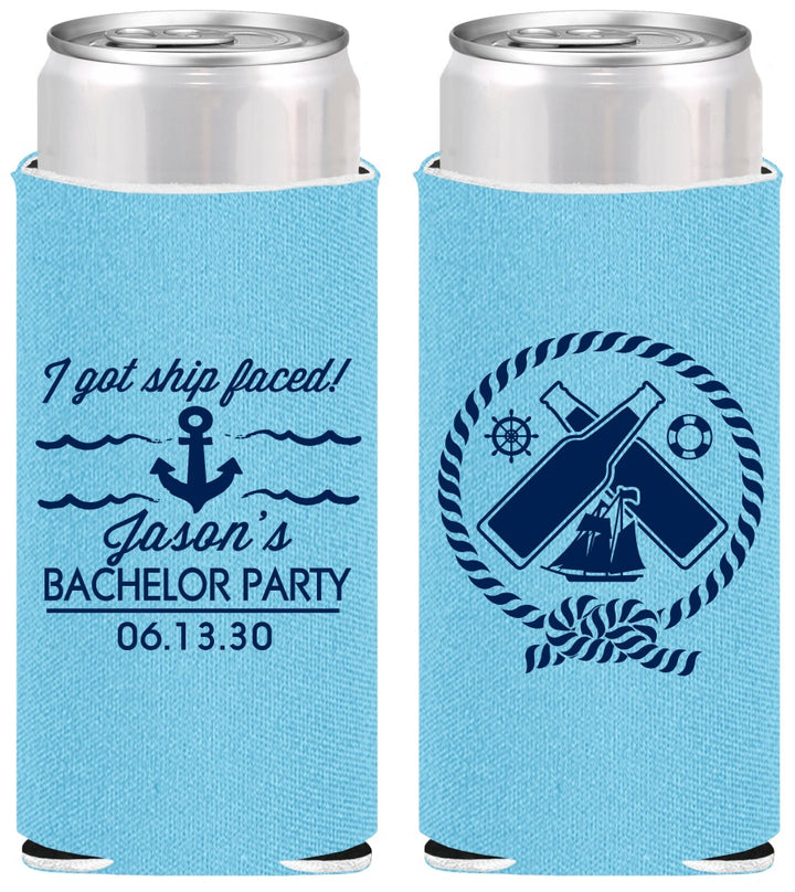 Personalized Bachelor Party Slim Can Coolers - Anchor | 40054