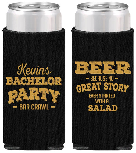 Personalized Bachelor Party Slim Can Coolers - Great Story | 40057