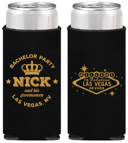 Personalized Bachelor Party Slim Can Coolers - Last Vegas | 40059