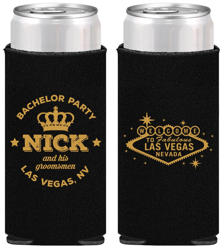 Personalized Bachelor Party Slim Can Coolers - Last Vegas | 40059