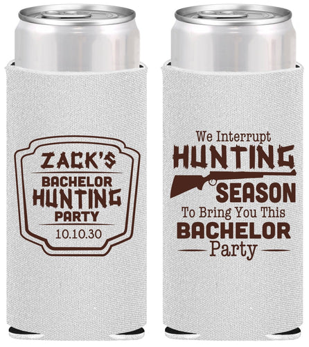 Personalized Bachelor Party Slim Can Coolers - Hunting Season | 40063