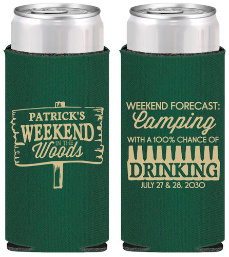 Personalized Bachelor Party Slim Can Coolers - Camping | 40064