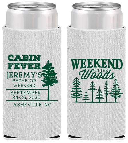 Personalized Bachelor Party Slim Can Coolers - Camping | 40065