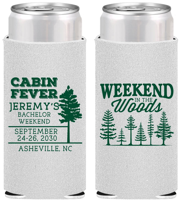 Personalized Bachelor Party Slim Can Coolers - Camping | 40065