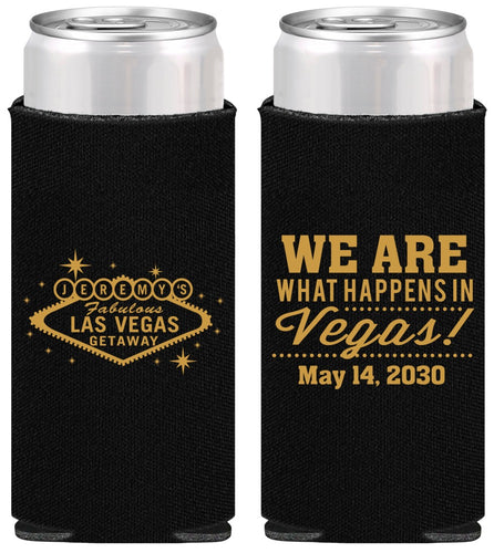 Personalized Bachelor Party Slim Can Coolers - Las Vegas | 40066
