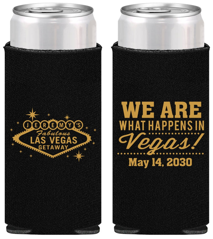 Personalized Bachelor Party Slim Can Coolers - Las Vegas | 40066