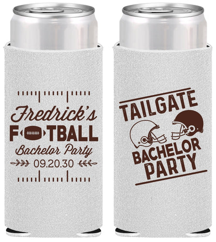 Personalized Bachelor Party Slim Can Coolers - Football | 40067