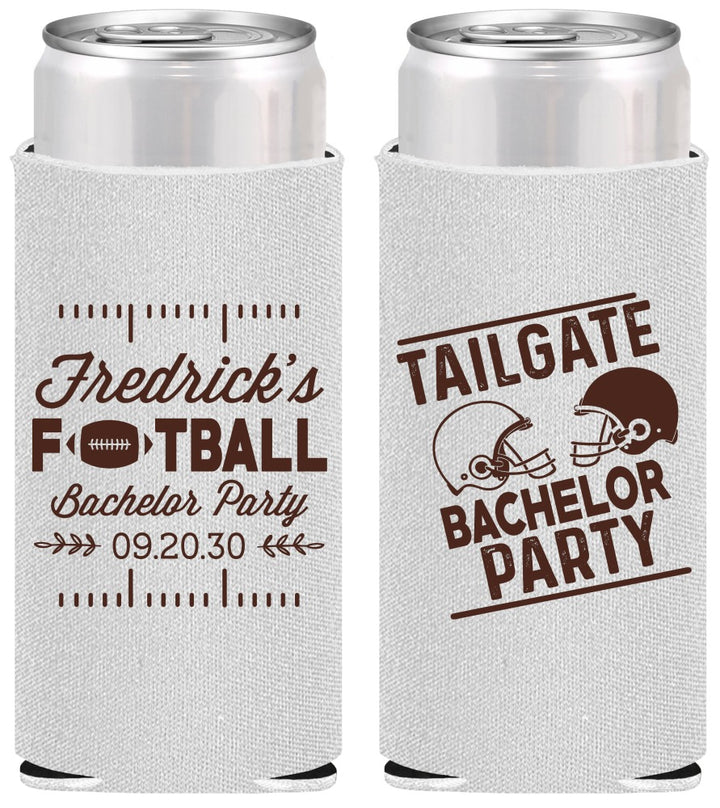 Personalized Bachelor Party Slim Can Coolers - Football | 40067