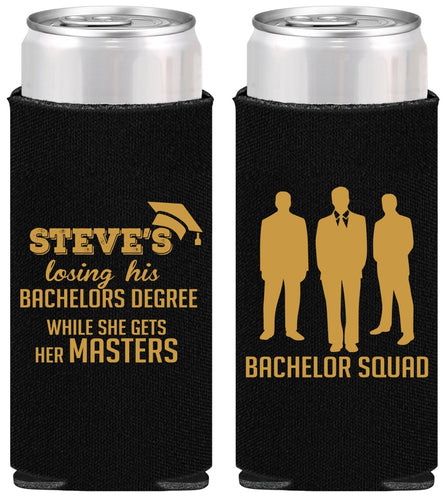 Personalized Bachelor Party Slim Can Coolers - Squad | 40068