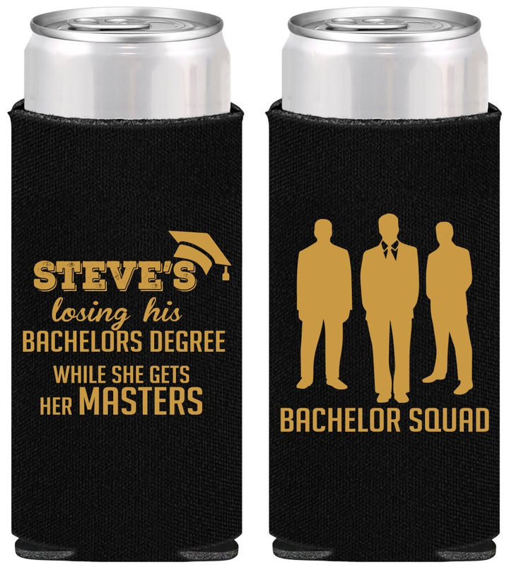 Personalized Bachelor Party Slim Can Coolers - Squad | 40068