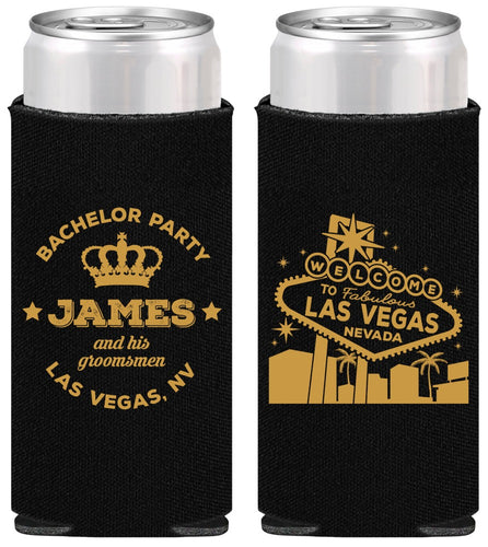 Personalized Bachelor Party Slim Can Coolers - Las Vegas | 40069
