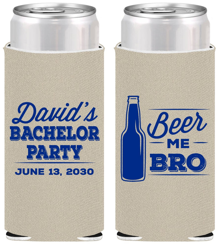 Personalized Bachelor Party Slim Can Coolers - Beer Me Bro | 40071