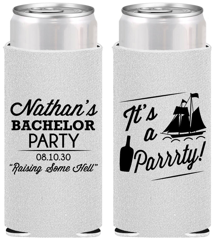 Personalized Bachelor Party Slim Can Coolers - Boat | 40076