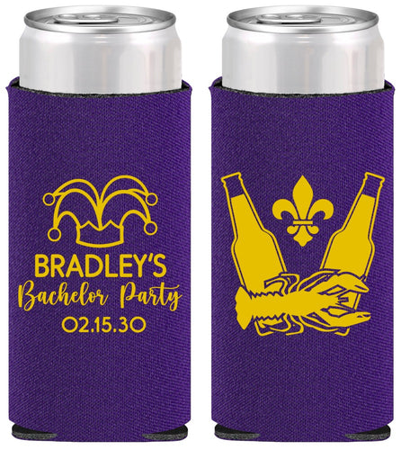 Personalized Bachelor Party Slim Can Coolers - New Orleans | 40077