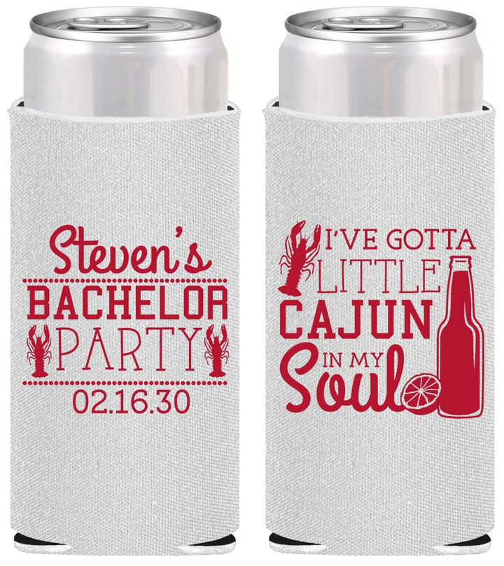 Personalized Bachelor Party Slim Can Coolers - Cajun In My Soul | 40078