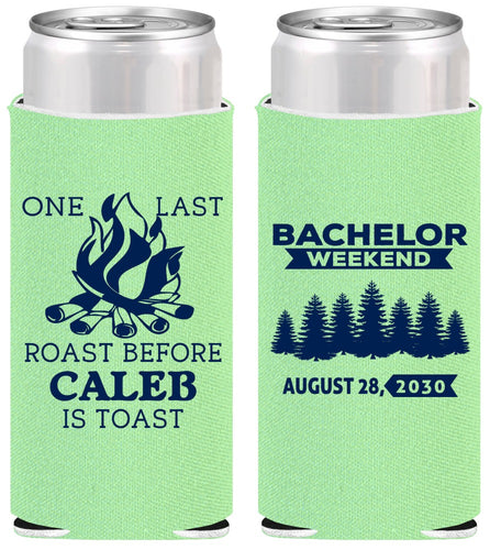 Personalized Bachelor Party Slim Can Coolers - Camping | 40079